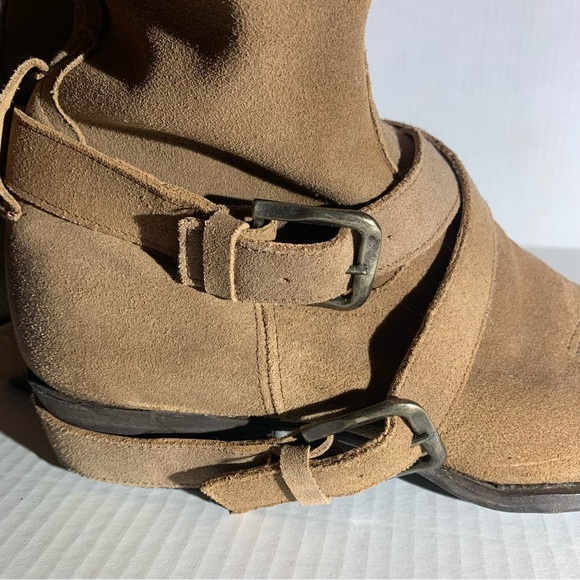 MATISSE SUEDE WESTERN, COWGIRL, BOHO BOOTS W/ ANKLE HARNESS & BUCKLES - Picture 8 of 16